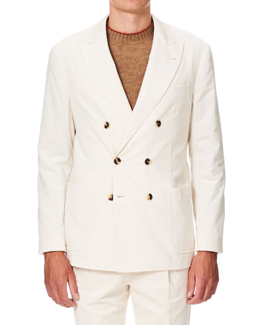 Herre | Dressjakker | Brunello Cucinelli | Sea Island Cotton Corduroy Blazer Winter White