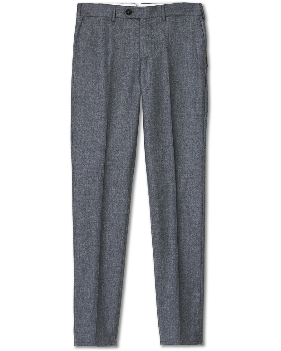 Herre | Bukser | Brunello Cucinelli | Slim Fit Super 120s Flannel Trousers Grey Melange