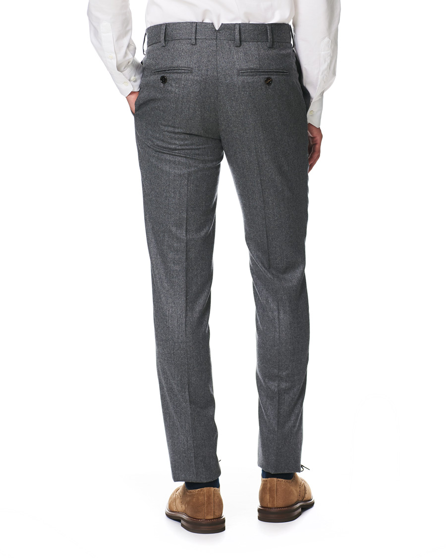 Herre | Bukser | Brunello Cucinelli | Slim Fit Super 120s Flannel Trousers Grey Melange