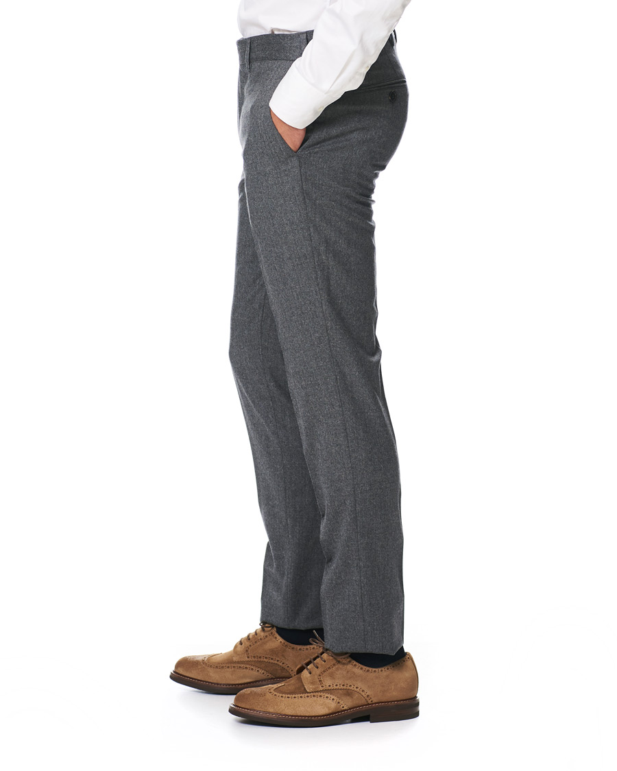 Herre | Bukser | Brunello Cucinelli | Slim Fit Super 120s Flannel Trousers Grey Melange