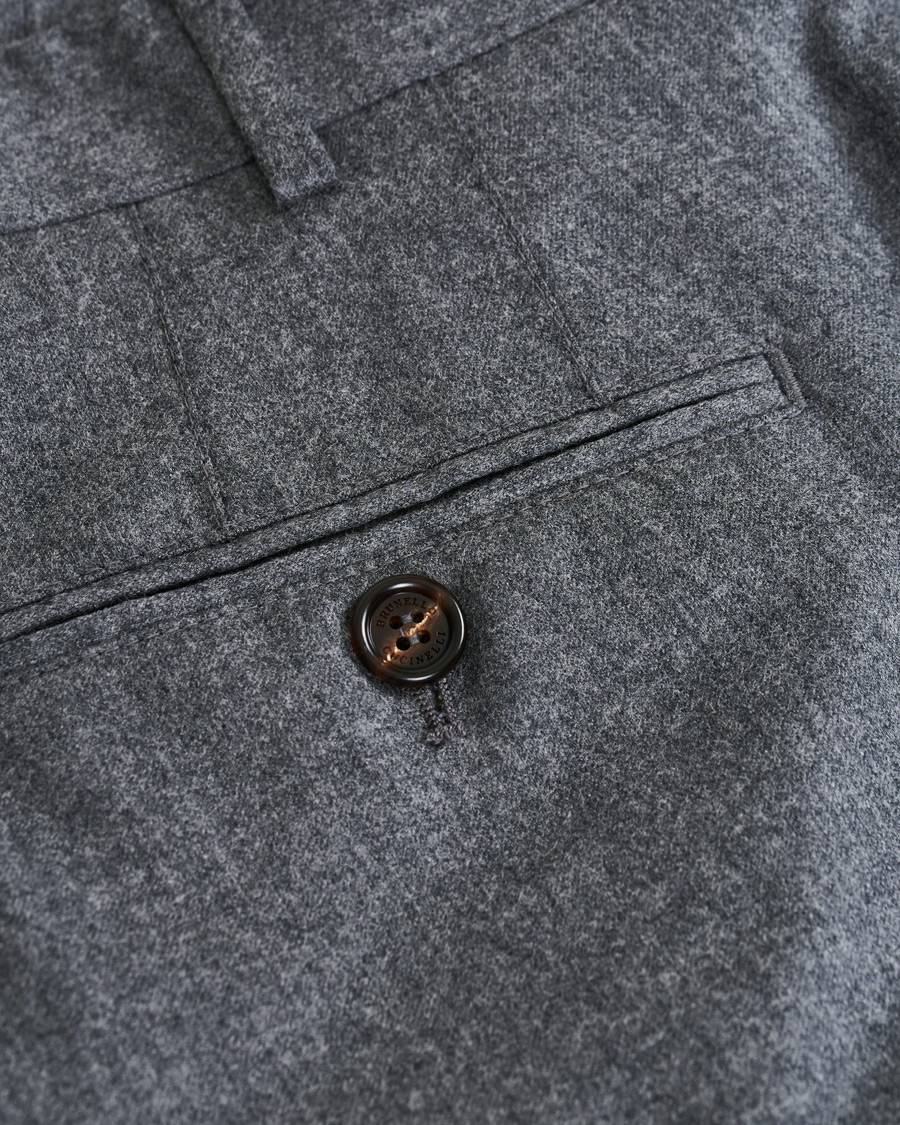 Herre | Bukser | Brunello Cucinelli | Slim Fit Super 120s Flannel Trousers Grey Melange