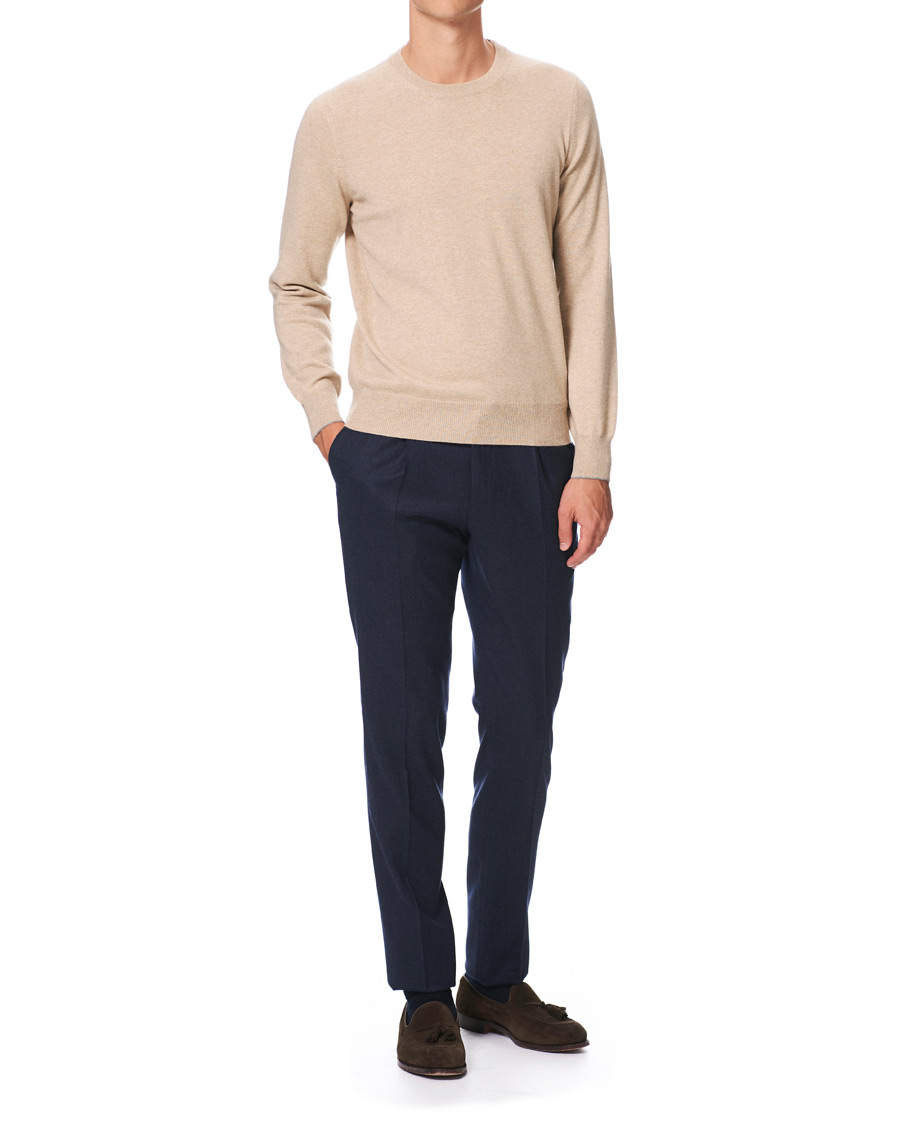 Herre | Gensere | Brunello Cucinelli | Cashmere Contrast Crew Neck Sweater Beige