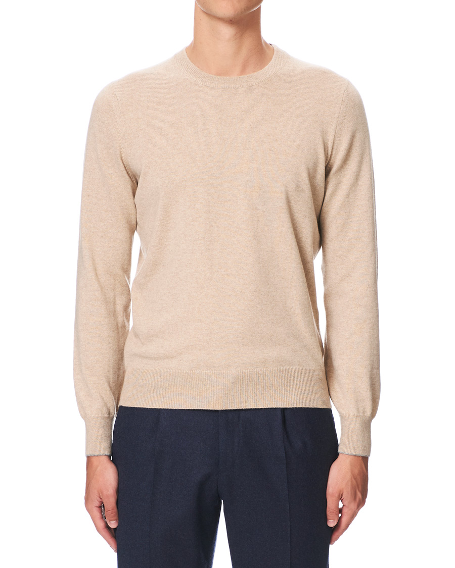 Herre | Gensere | Brunello Cucinelli | Cashmere Contrast Crew Neck Sweater Beige