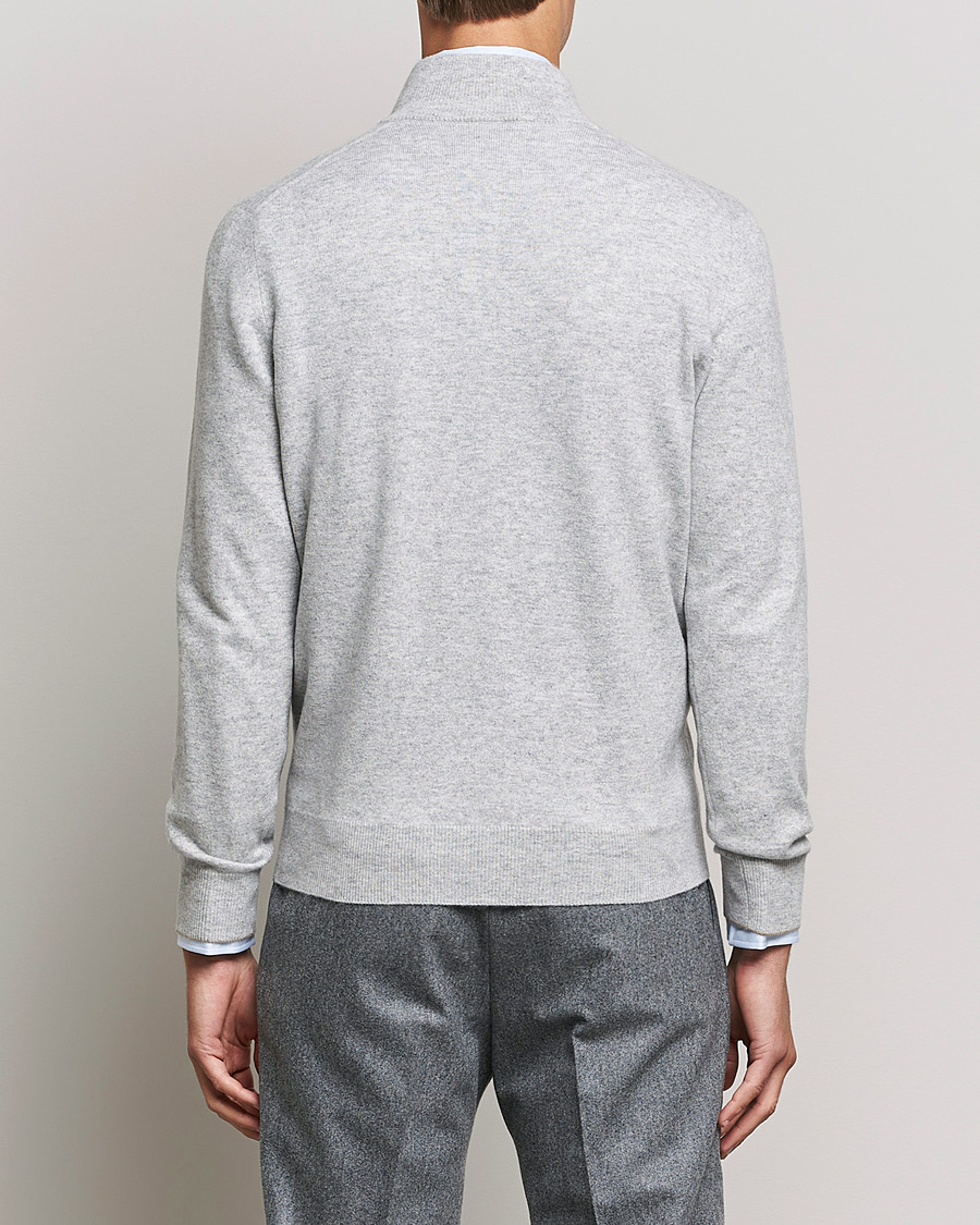 Herre | Gensere | Brunello Cucinelli | 2 Ply Cashmere Half Zip Light Grey