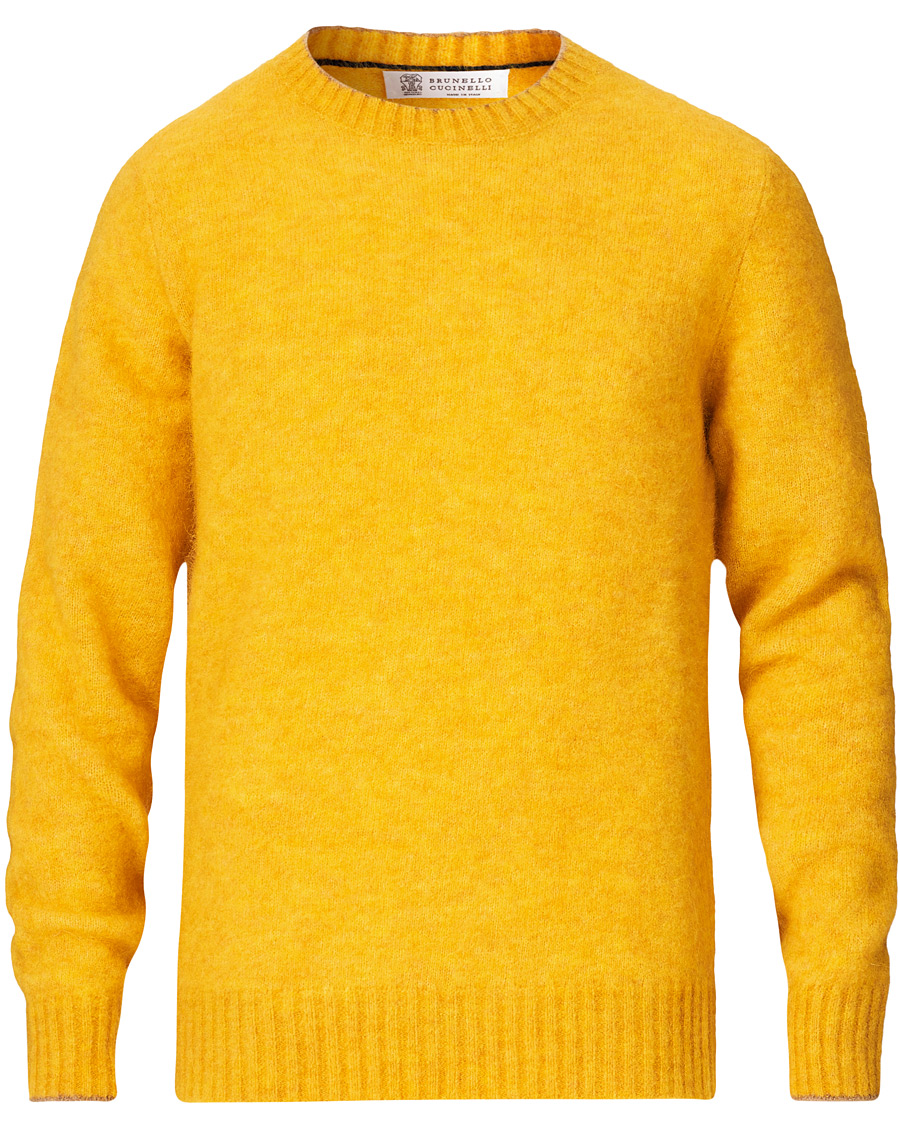 Herre | Gensere | Brunello Cucinelli | Soft Mohair Crew Neck Sweater Yellow