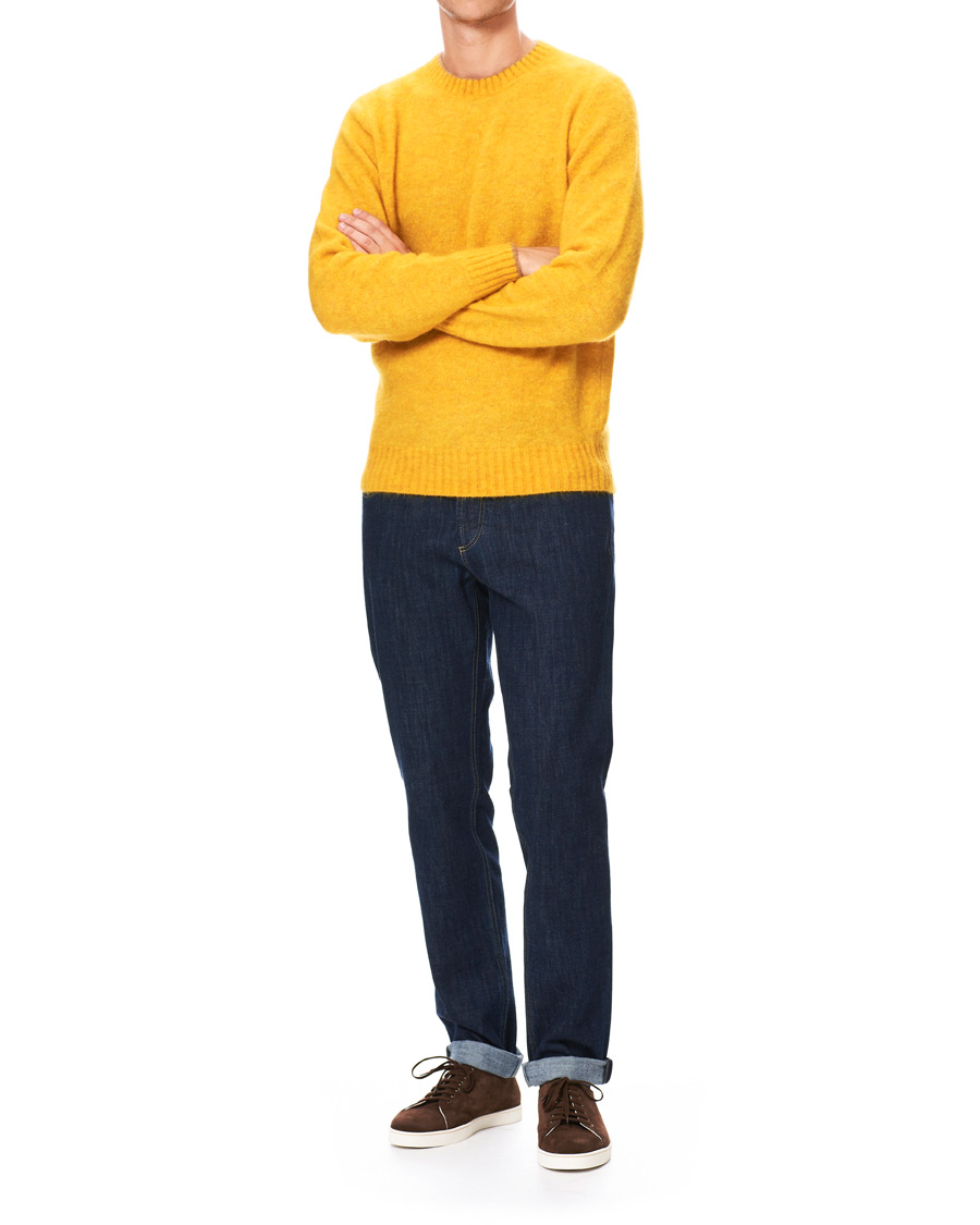 Herre | Gensere | Brunello Cucinelli | Soft Mohair Crew Neck Sweater Yellow