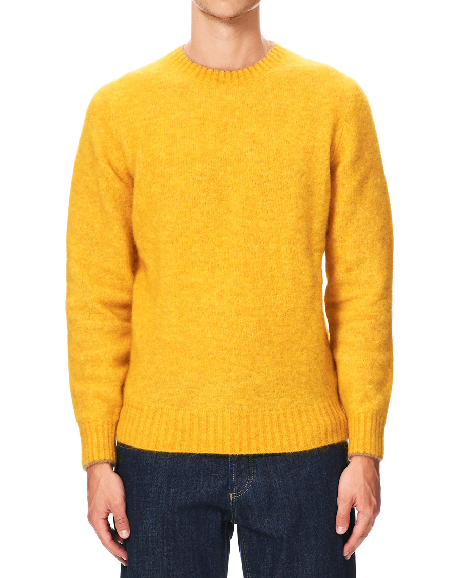 Herre | Gensere | Brunello Cucinelli | Soft Mohair Crew Neck Sweater Yellow