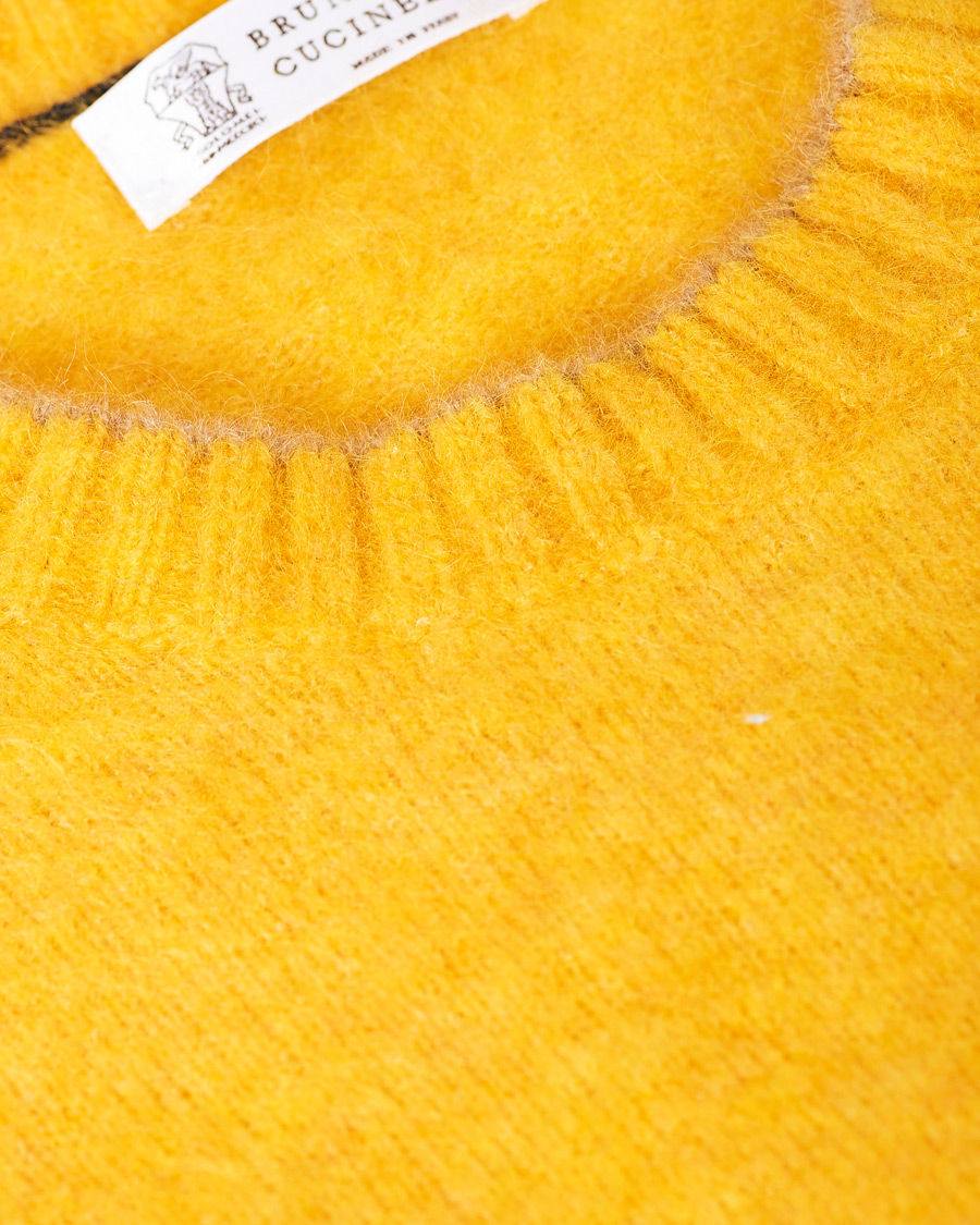 Herre | Gensere | Brunello Cucinelli | Soft Mohair Crew Neck Sweater Yellow