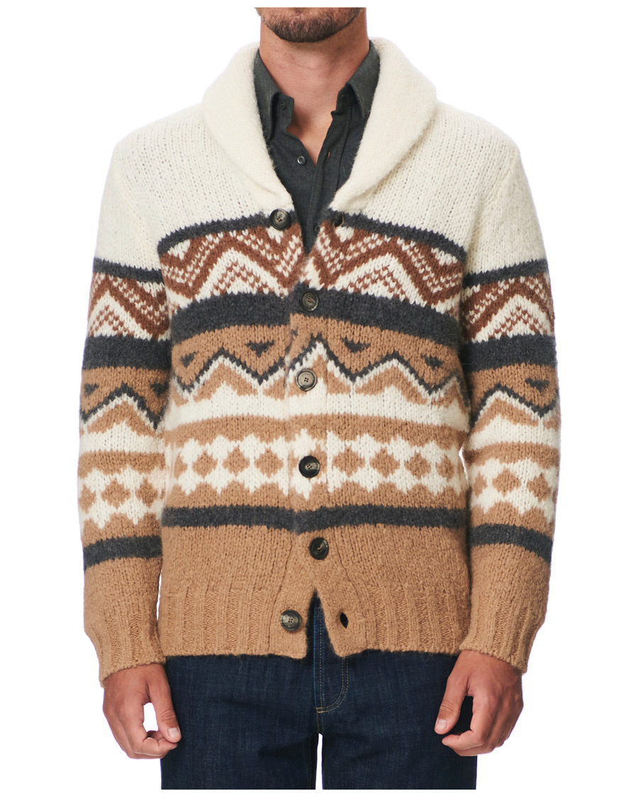 Herre | Gensere | Brunello Cucinelli | Alpaca Shawl Collar Cardigan Brown/White