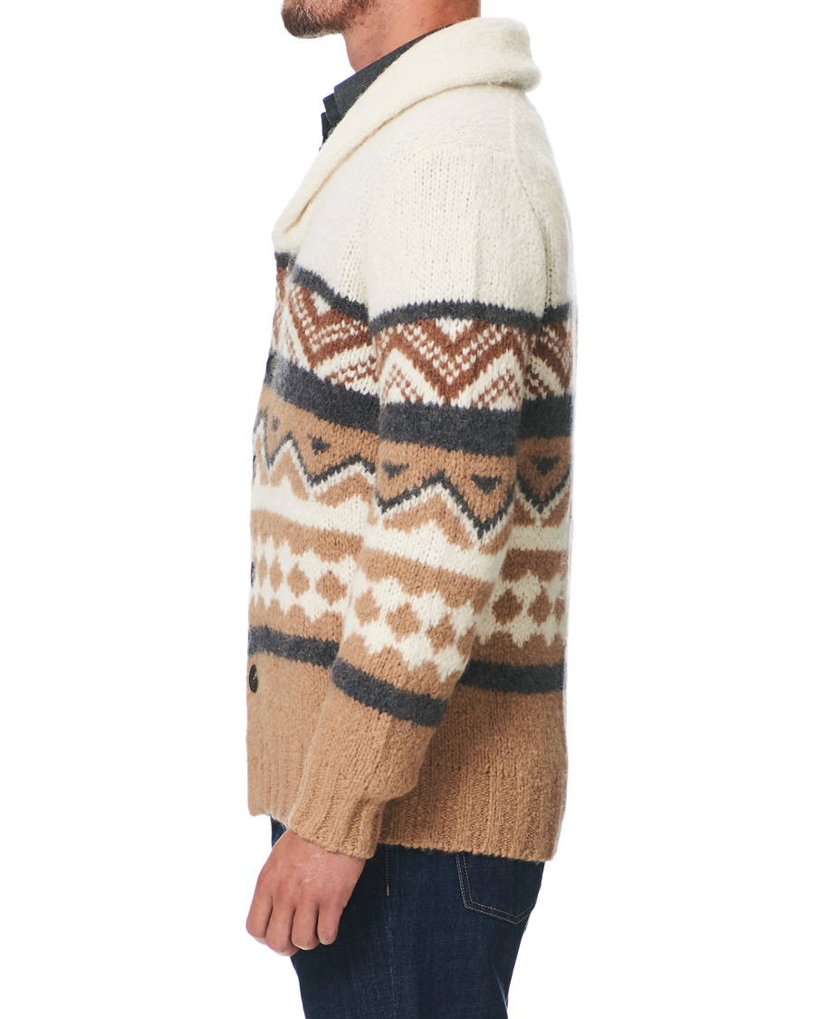 Herre | Gensere | Brunello Cucinelli | Alpaca Shawl Collar Cardigan Brown/White