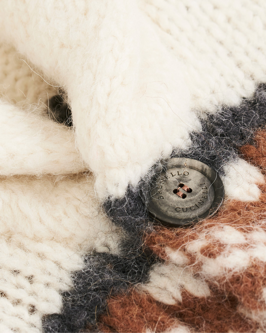 Herre | Gensere | Brunello Cucinelli | Alpaca Shawl Collar Cardigan Brown/White