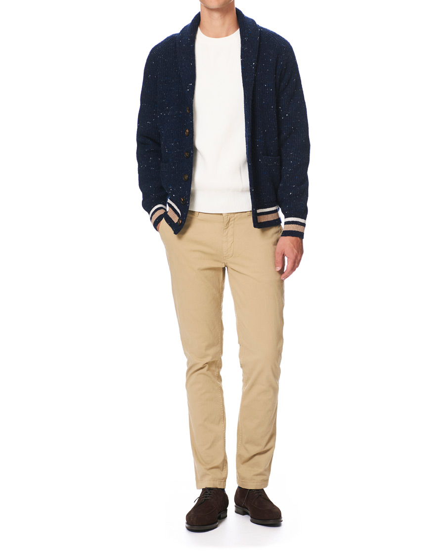 Herre | Gensere | Brunello Cucinelli | Cashmere Blend Shawl Collar Cardigan Dark Blue