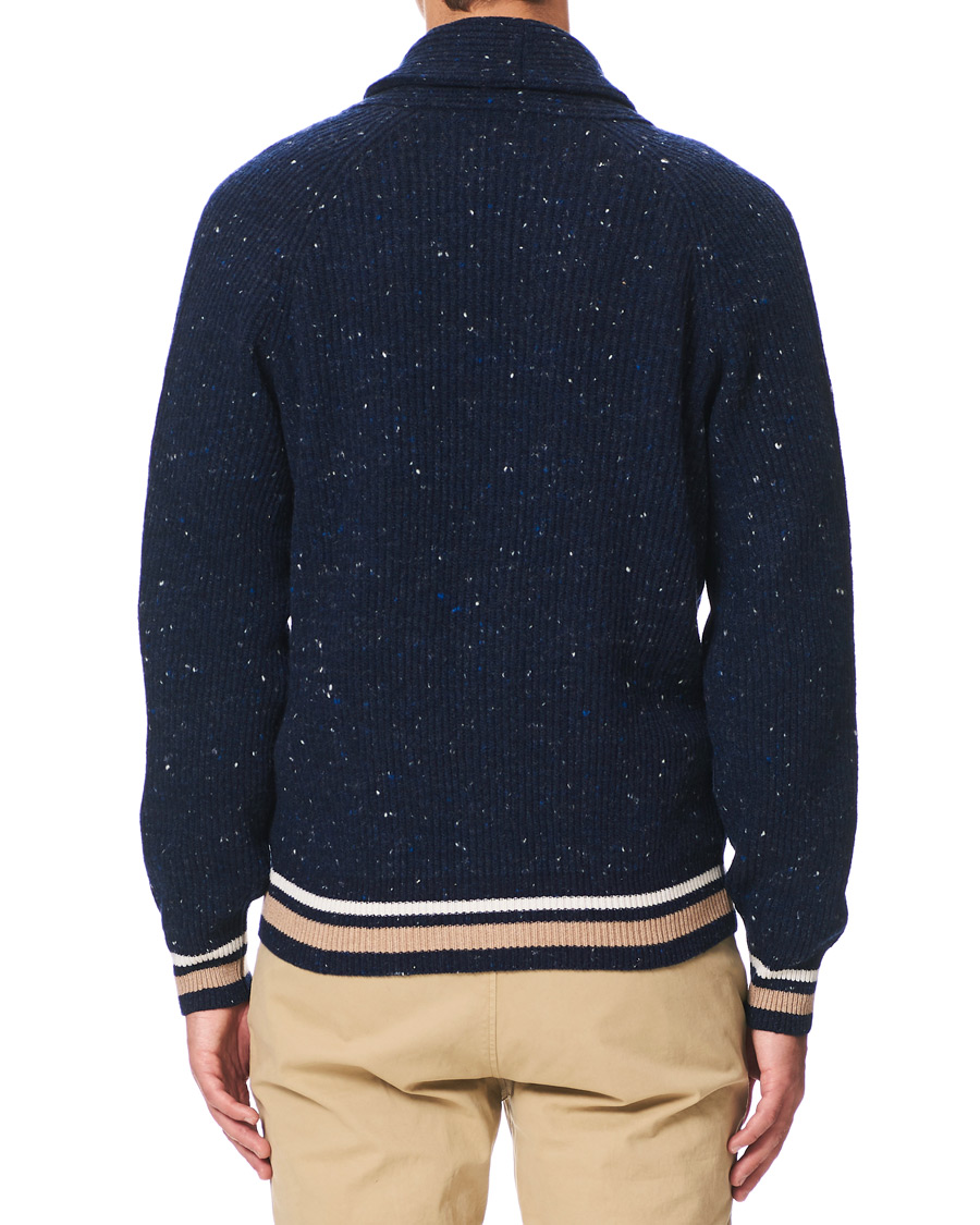 Herre | Gensere | Brunello Cucinelli | Cashmere Blend Shawl Collar Cardigan Dark Blue