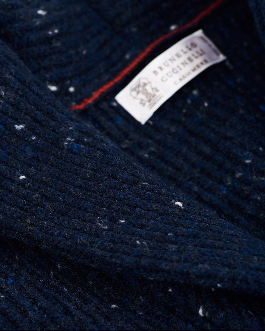 Herre | Gensere | Brunello Cucinelli | Cashmere Blend Shawl Collar Cardigan Dark Blue