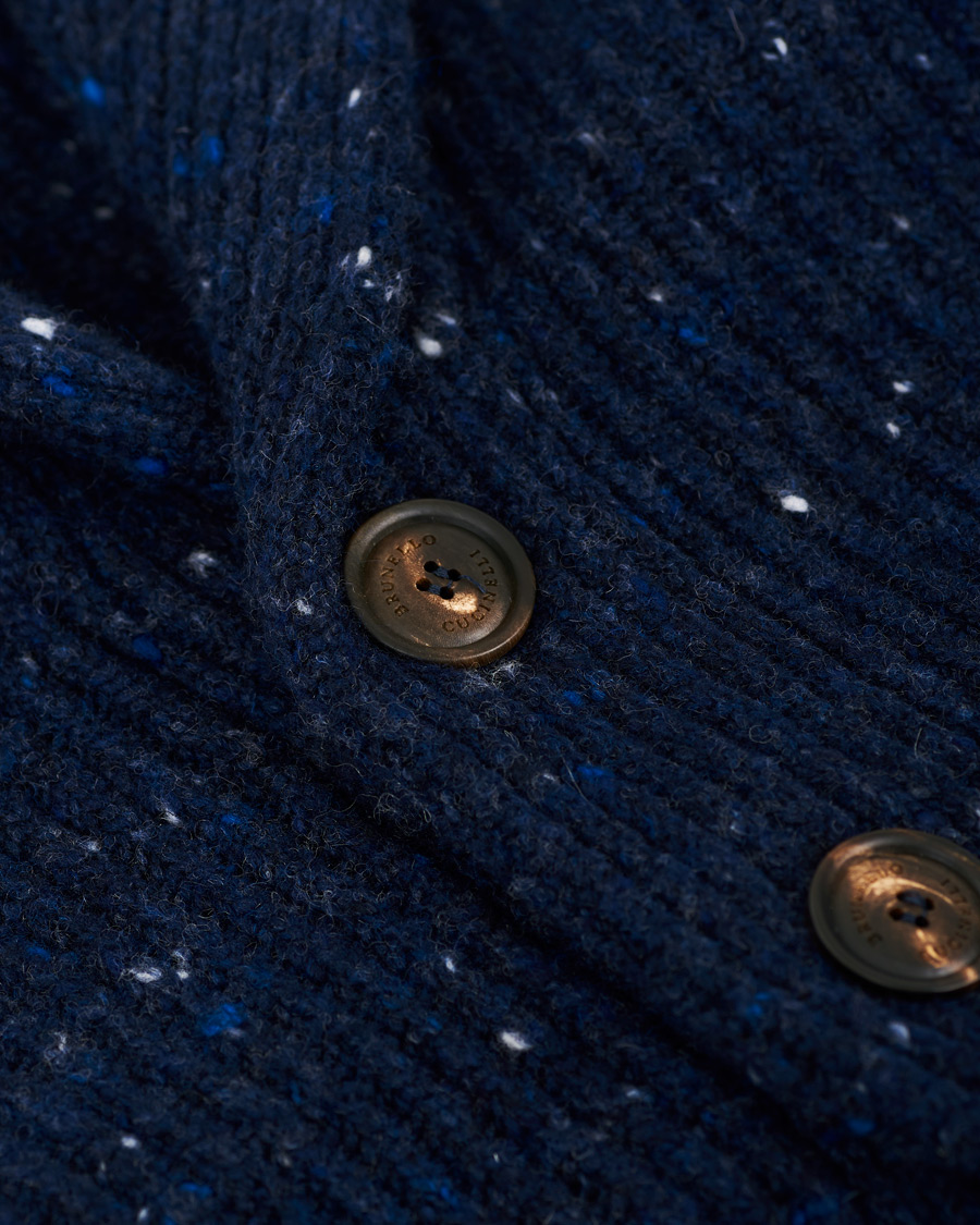 Herre | Gensere | Brunello Cucinelli | Cashmere Blend Shawl Collar Cardigan Dark Blue