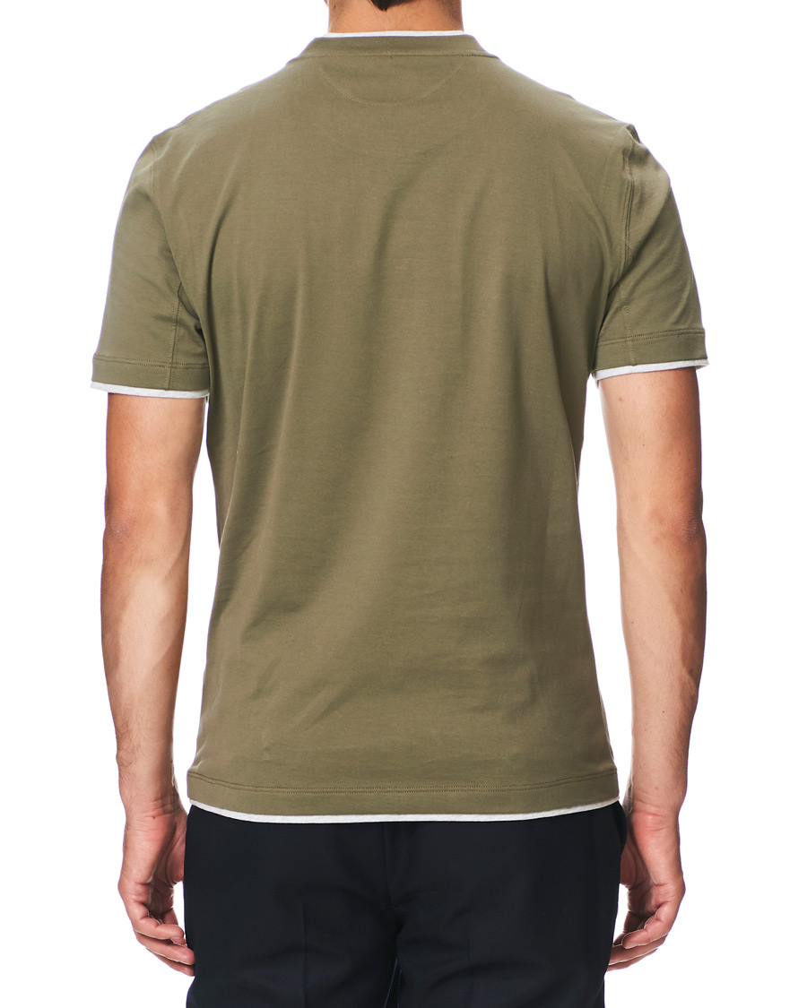 Herre | T-Shirts | Brunello Cucinelli | Contrast Collar T-Shirt Green/Grey