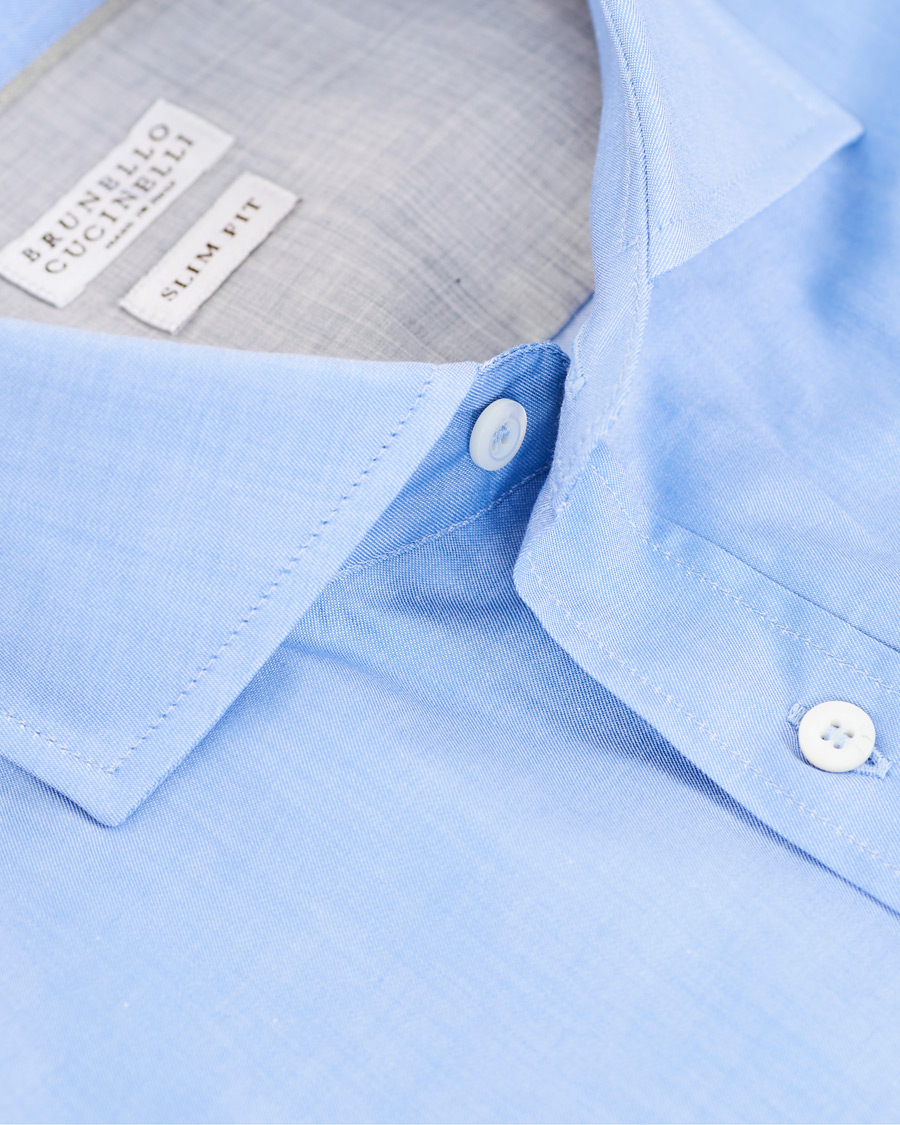Herre | Skjorter | Brunello Cucinelli | Slim Fit Twill Shirt Blue