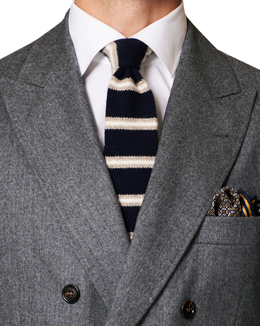 Herre | Brunello Cucinelli Cashmere Knitted Tie Blue/Beige | Brunello Cucinelli | Cashmere Knitted Tie Blue/Beige