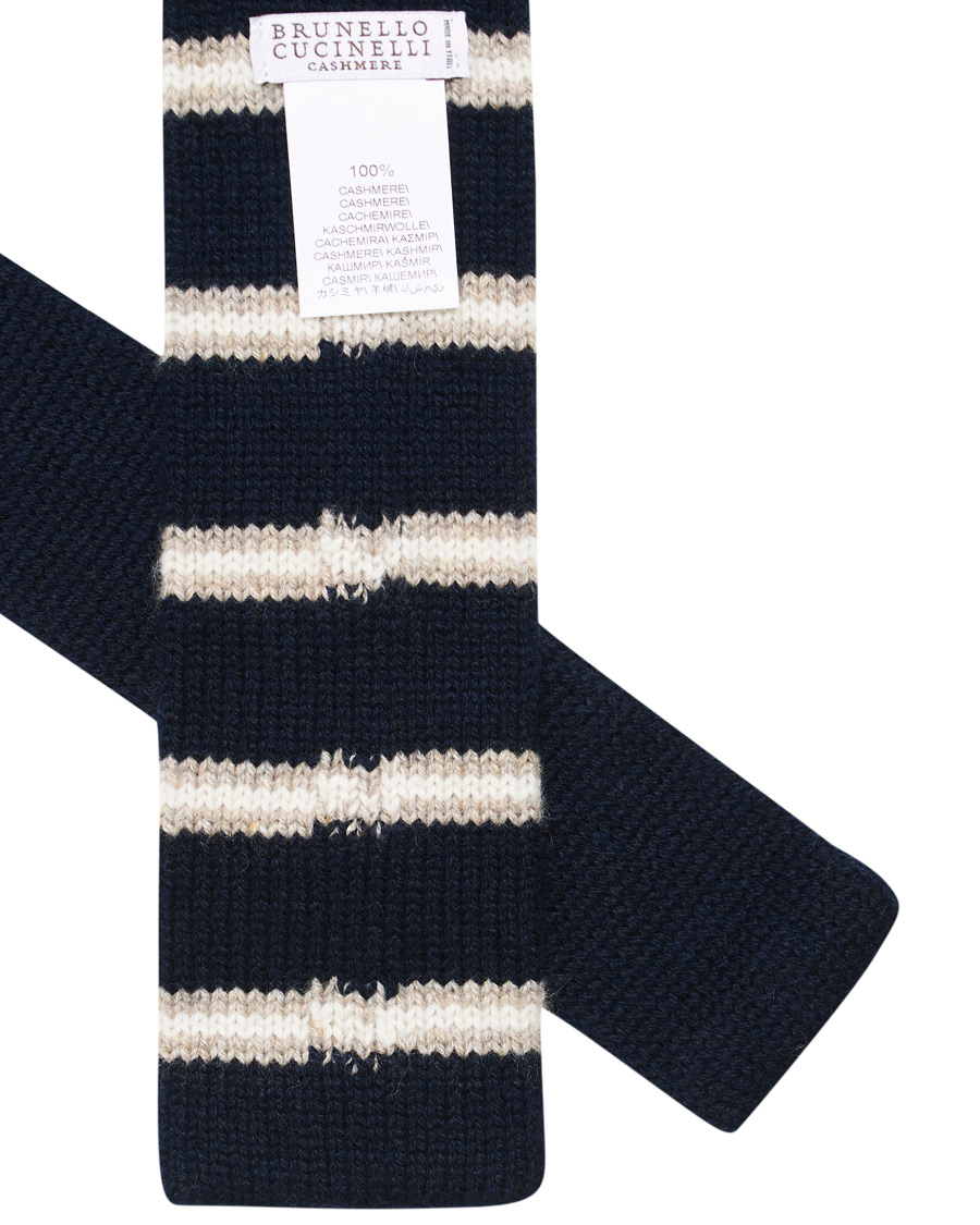 Herre | Brunello Cucinelli Cashmere Knitted Tie Blue/Beige | Brunello Cucinelli | Cashmere Knitted Tie Blue/Beige