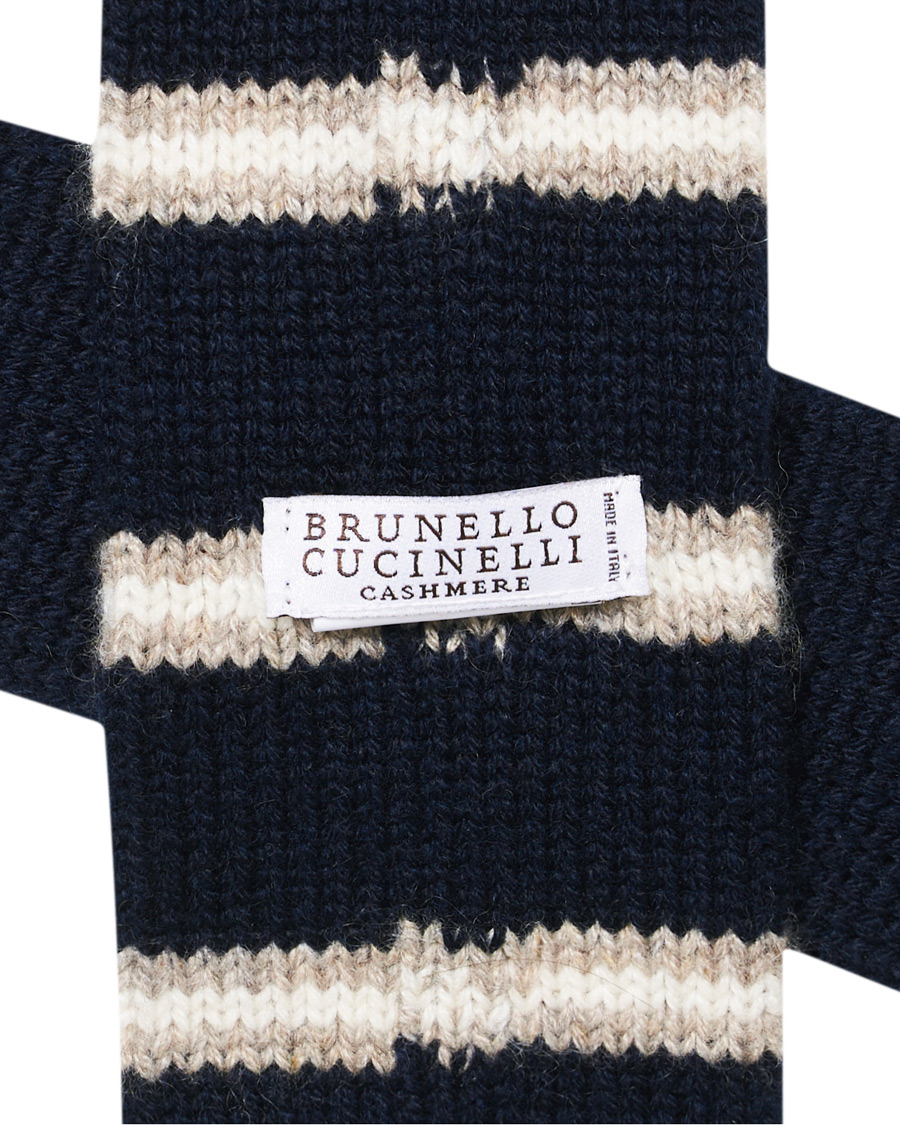 Herre | Brunello Cucinelli Cashmere Knitted Tie Blue/Beige | Brunello Cucinelli | Cashmere Knitted Tie Blue/Beige