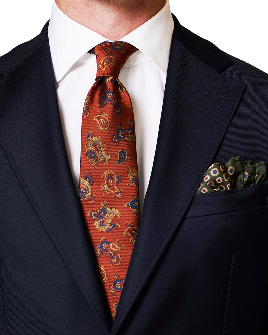 Herre | Amanda Christensen Silk Twill Printed Pocket Square Green | Amanda Christensen | Silk Twill Printed Pocket Square Green