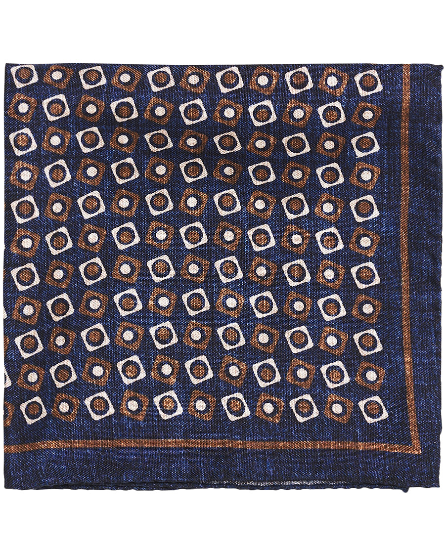 Herre | Amanda Christensen Silk Oxford Printed Pocket Square Navy | Amanda Christensen | Silk Oxford Printed Pocket Square Navy