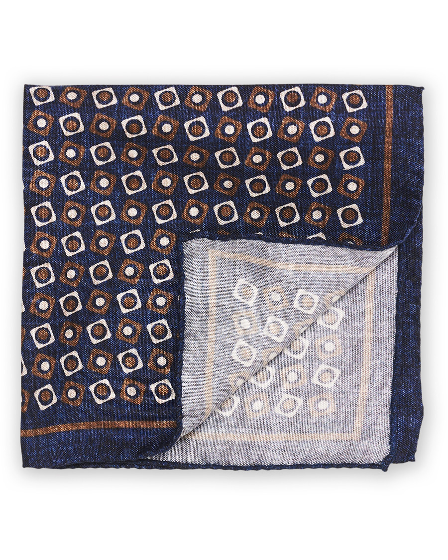 Herre | Amanda Christensen Silk Oxford Printed Pocket Square Navy | Amanda Christensen | Silk Oxford Printed Pocket Square Navy