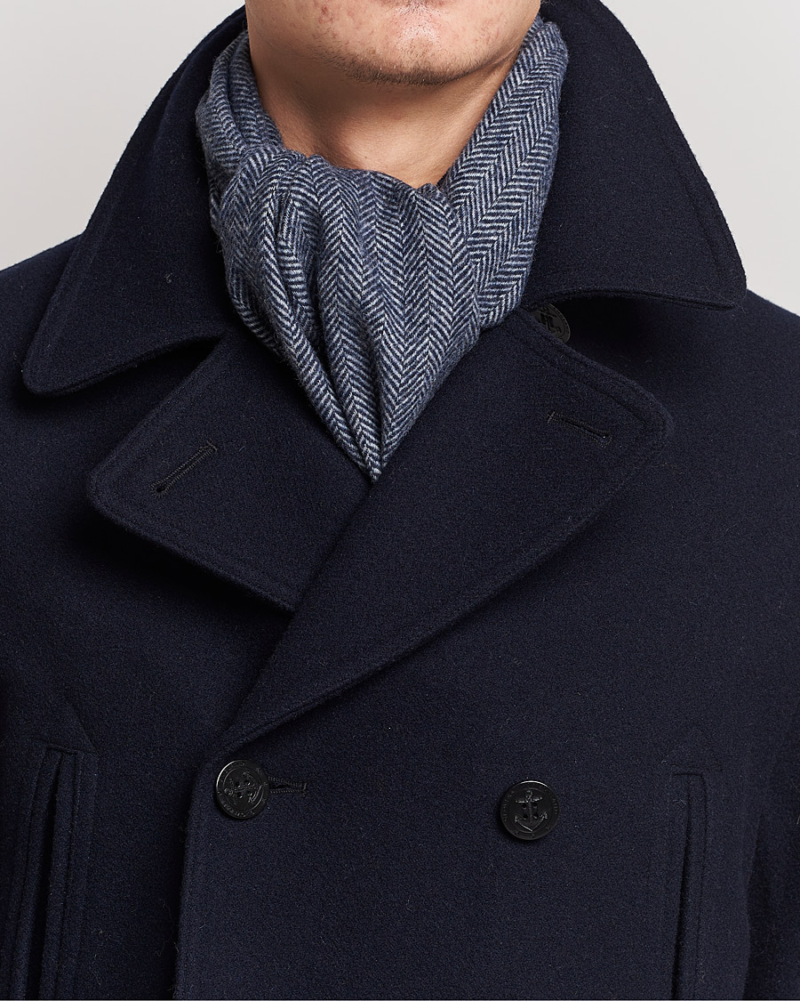 Herre | Skjerf | Amanda Christensen | Merino Wool Herringbone Navy