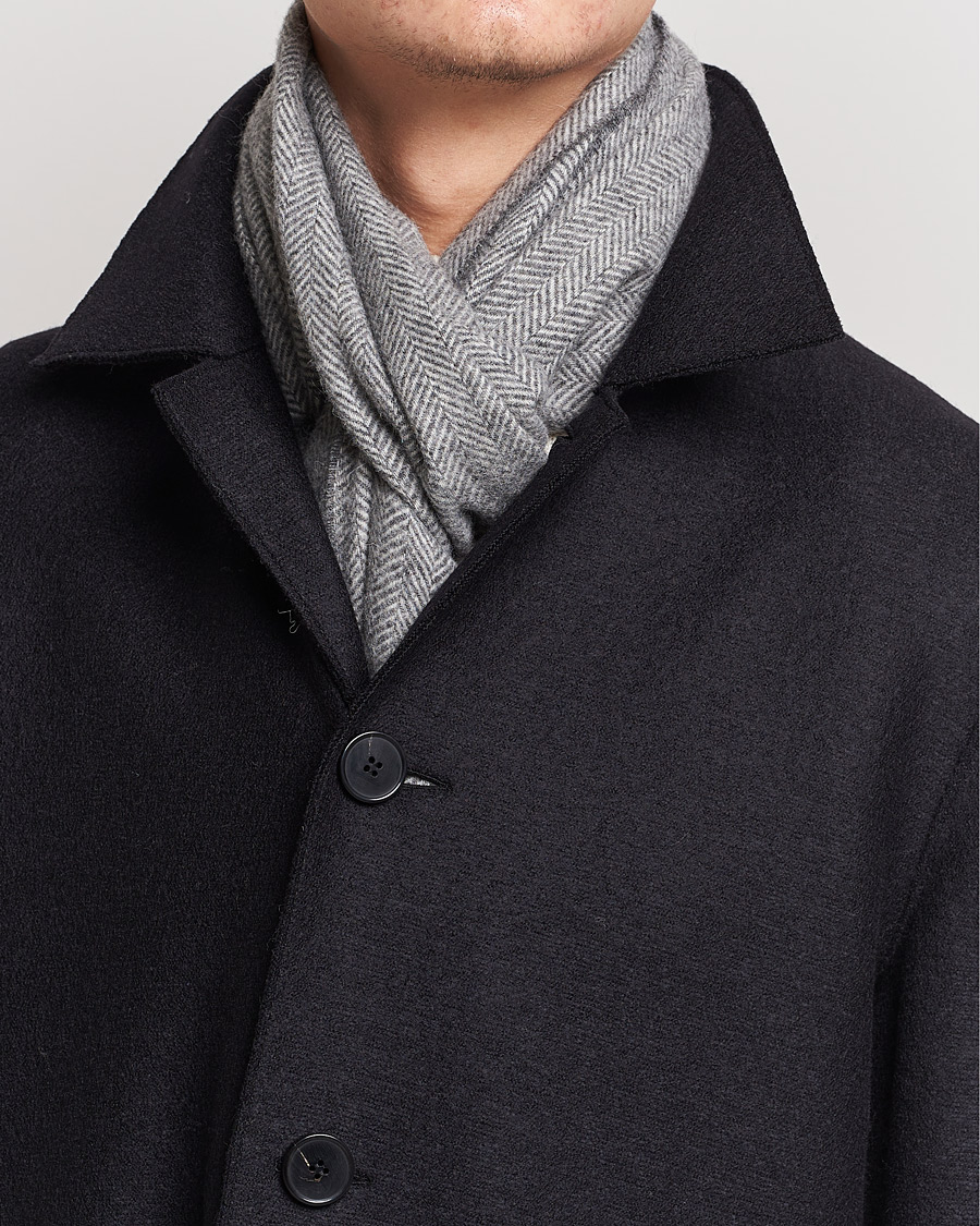 Herre | Skjerf | Amanda Christensen | Merino Wool Herringbone Light Grey Melange