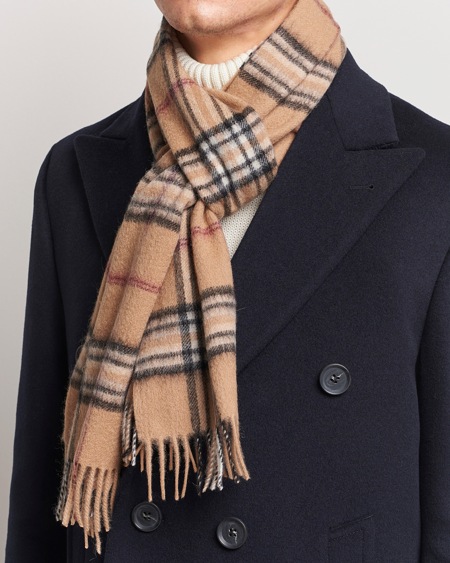 Herre | | Amanda Christensen | Merino Wool Check Scarf Beige