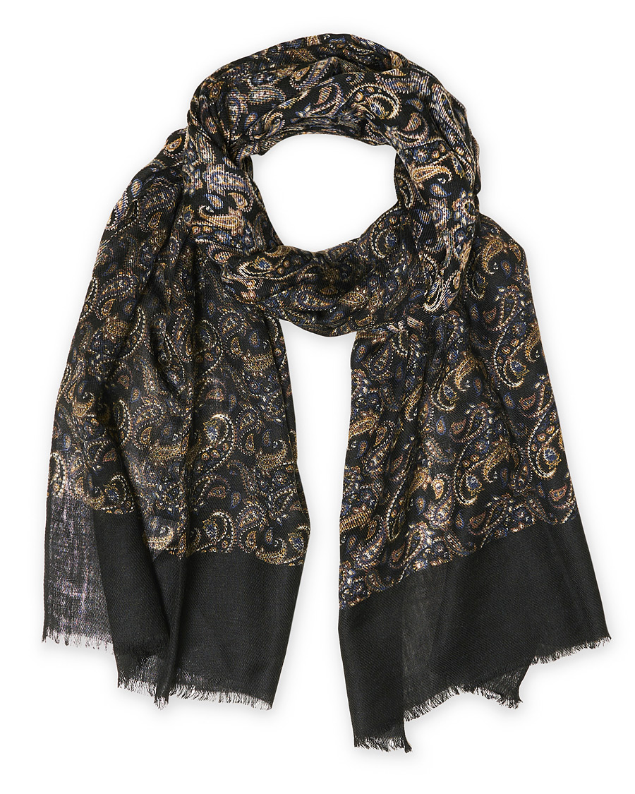 Herre | Amanda Christensen Paisley Printed Scarf Black | Amanda Christensen | Paisley Printed Scarf Black