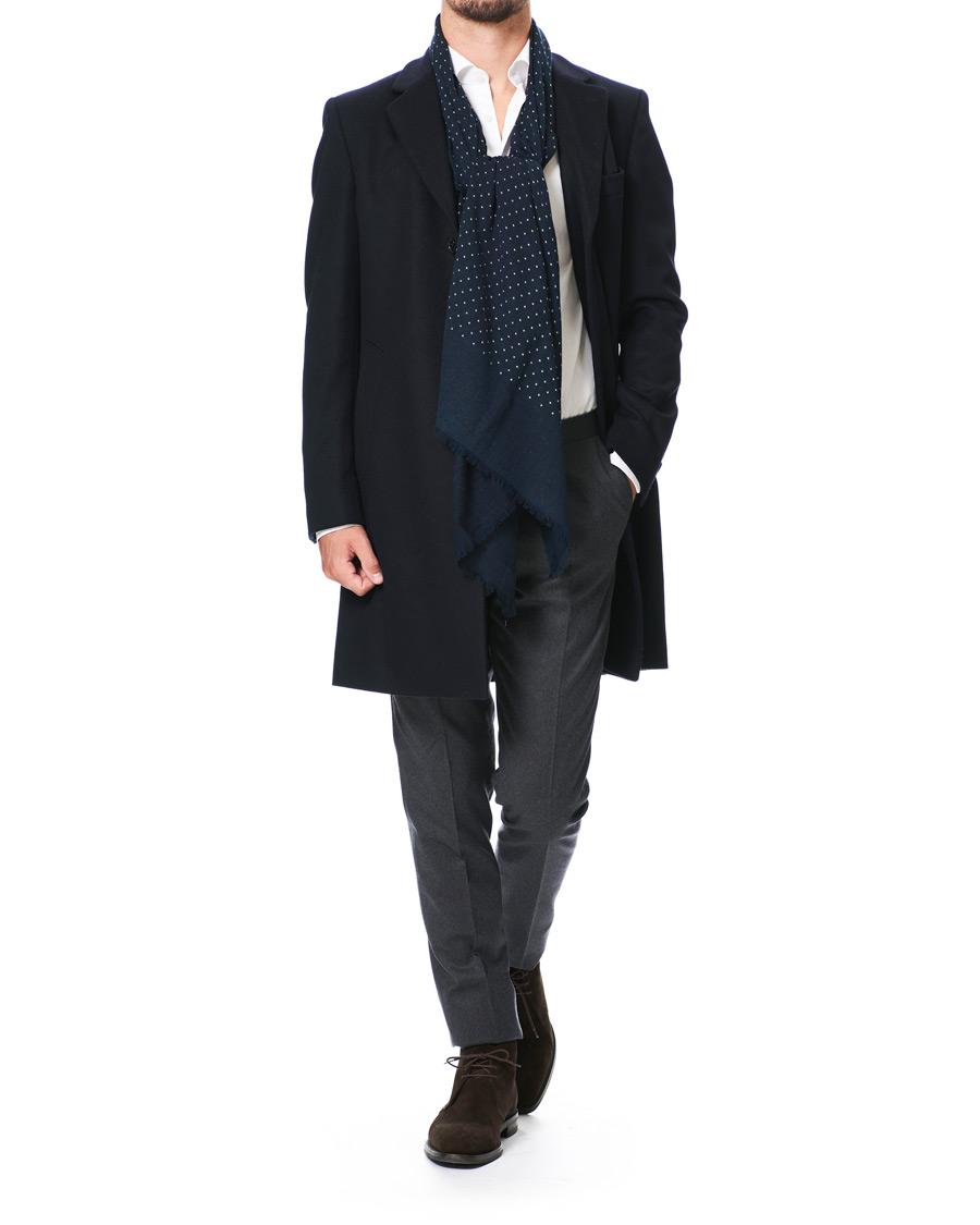 Herre | Amanda Christensen Wool Dot Scarf Navy | Amanda Christensen | Wool Dot Scarf Navy