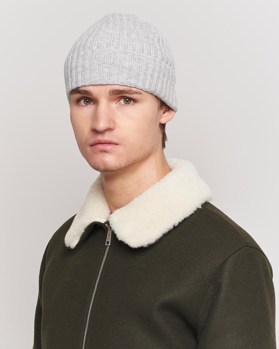 Herre | 50% salg | Amanda Christensen | Rib Knitted Cashmere Cap Light Grey Melange