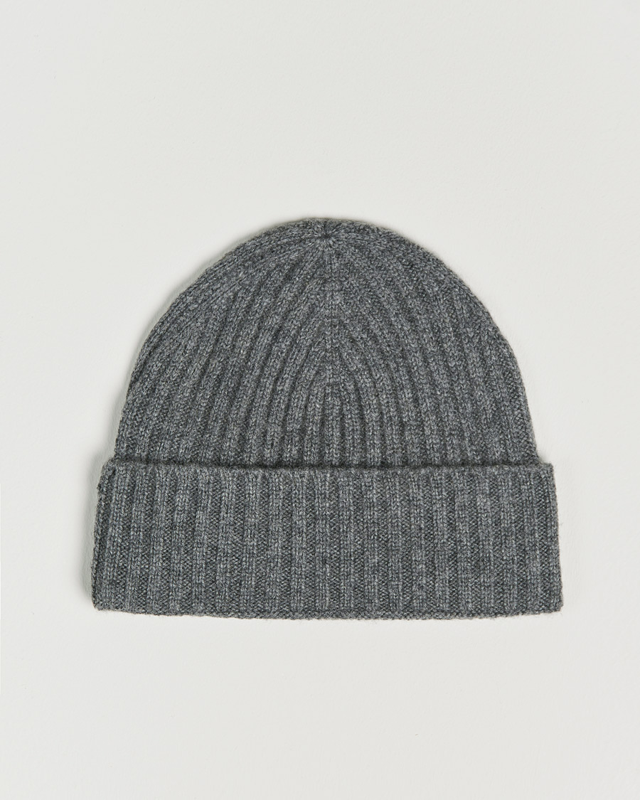 Herre | Luer | Amanda Christensen | Rib Knitted Cashmere Cap Grey Melange