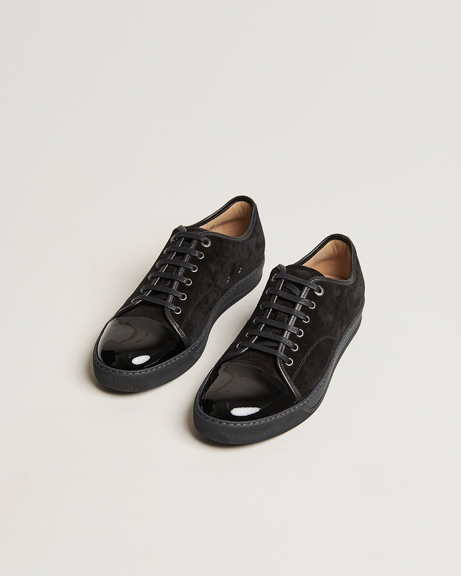 Herre | Lanvin Patent Cap Toe Sneaker Black/Black | Lanvin | Patent Cap Toe Sneaker Black/Black
