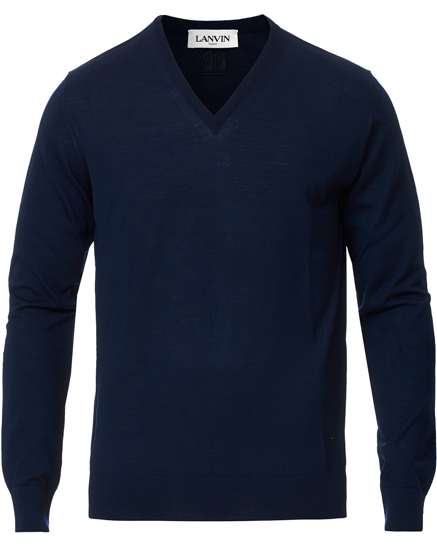 Herre | Gensere | Lanvin | V-Neck Merino Navy Blue