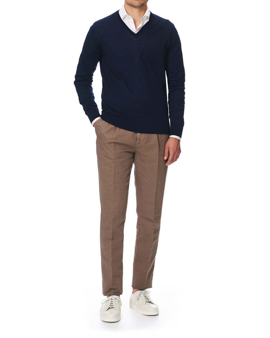 Herre | Gensere | Lanvin | V-Neck Merino Navy Blue