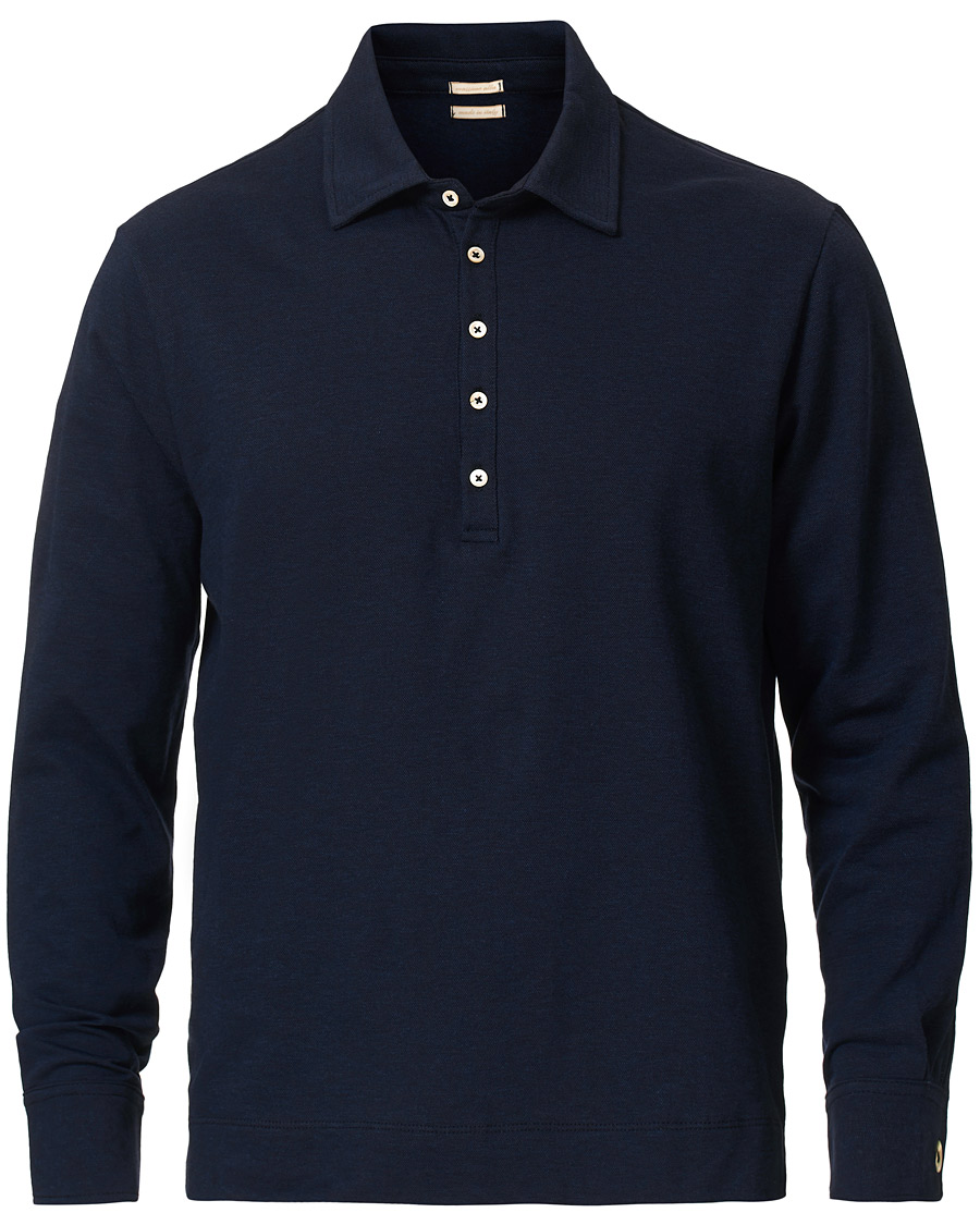 Herre | Gensere | Massimo Alba | Ischia Cotton/Cashmere Long Sleeve Polo Blue Navy