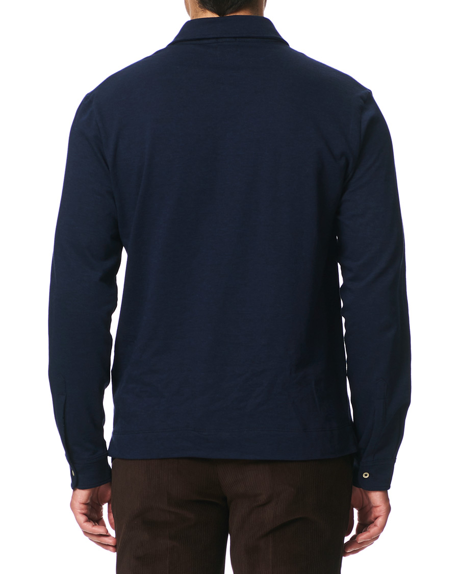 Herre | Gensere | Massimo Alba | Ischia Cotton/Cashmere Long Sleeve Polo Blue Navy