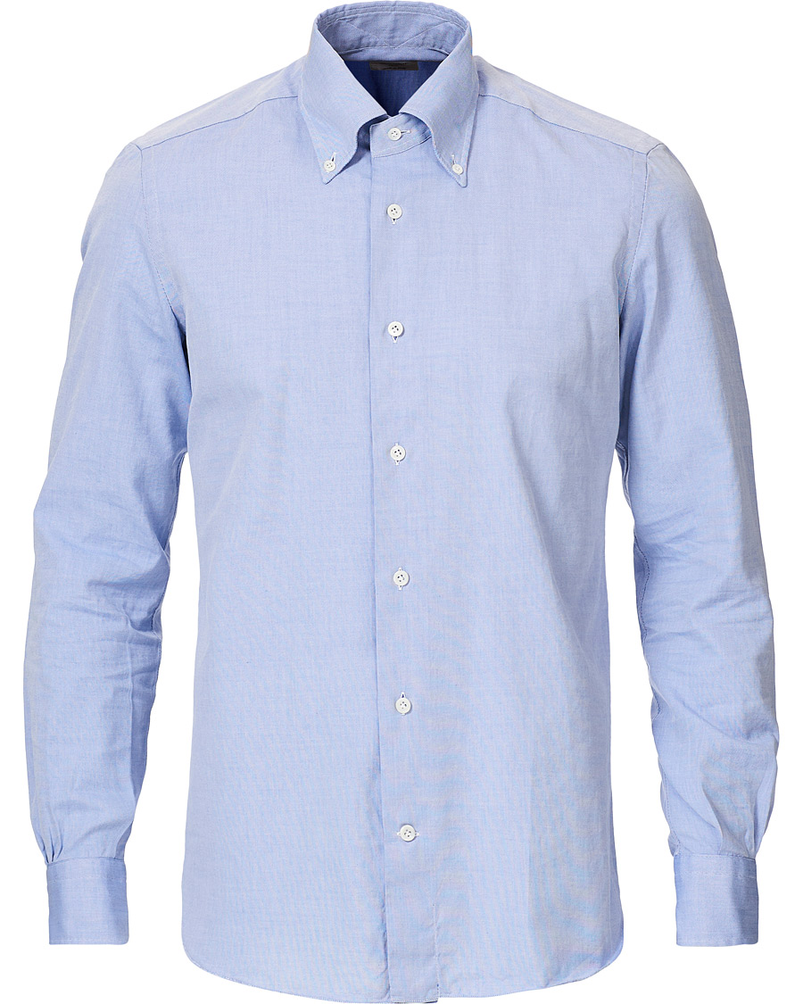 Herre | Skjorter | Mazzarelli | Soft Oxford Button Down Shirt Blue