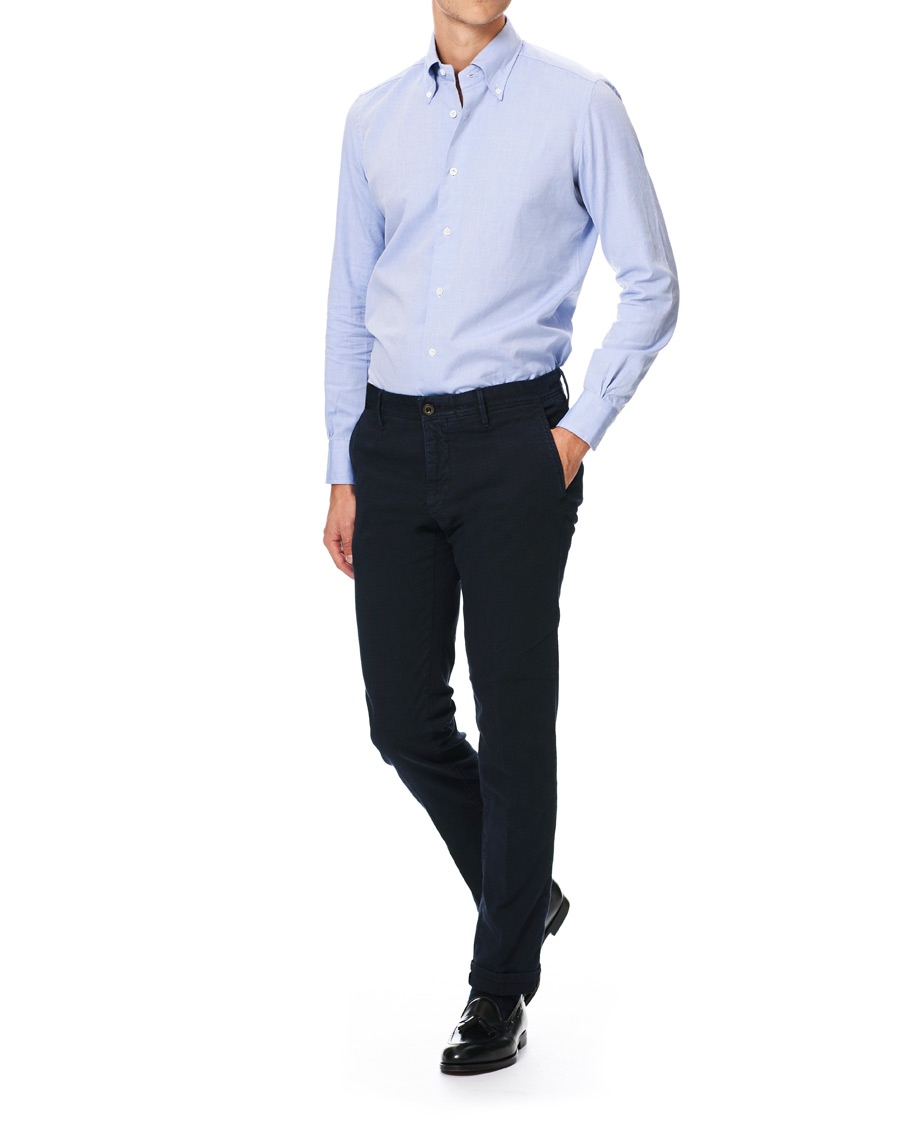 Herre | Skjorter | Mazzarelli | Soft Oxford Button Down Shirt Blue