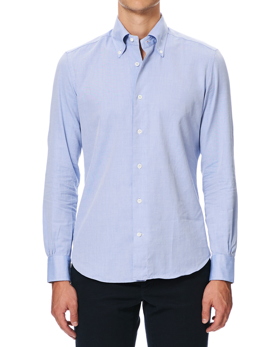 Herre | Skjorter | Mazzarelli | Soft Oxford Button Down Shirt Blue