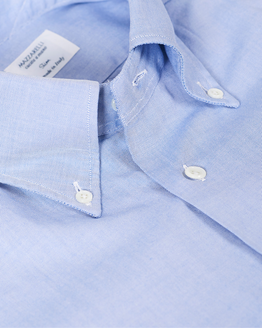 Herre | Skjorter | Mazzarelli | Soft Oxford Button Down Shirt Blue