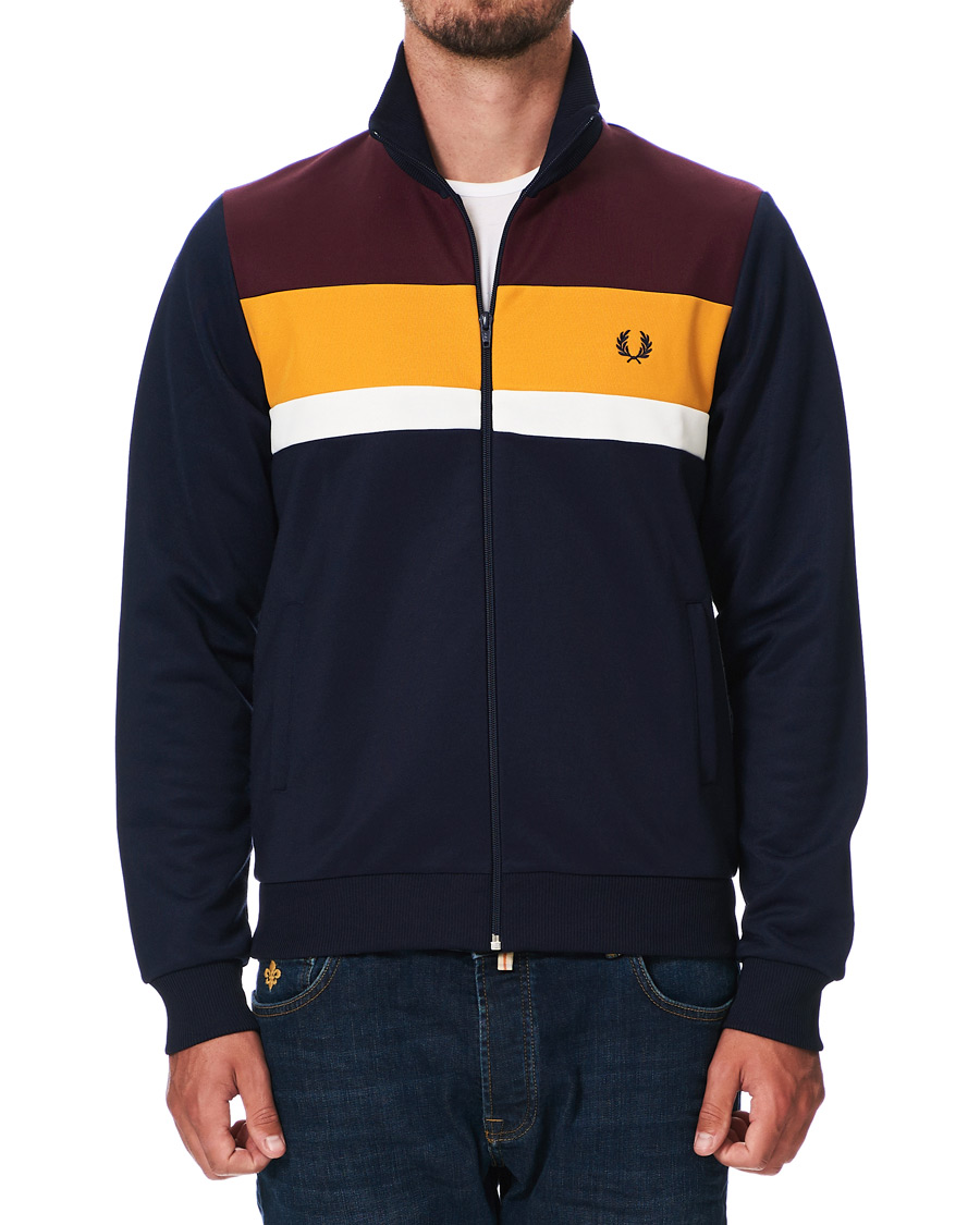 Herre | Gensere | Fred Perry | Colour Block Track Jacket Carbon Blue