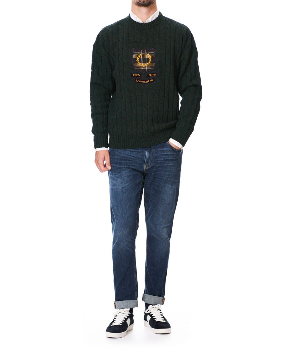 Herre | Gensere | Fred Perry | Shield Cable Knit Jumper Hunting Green