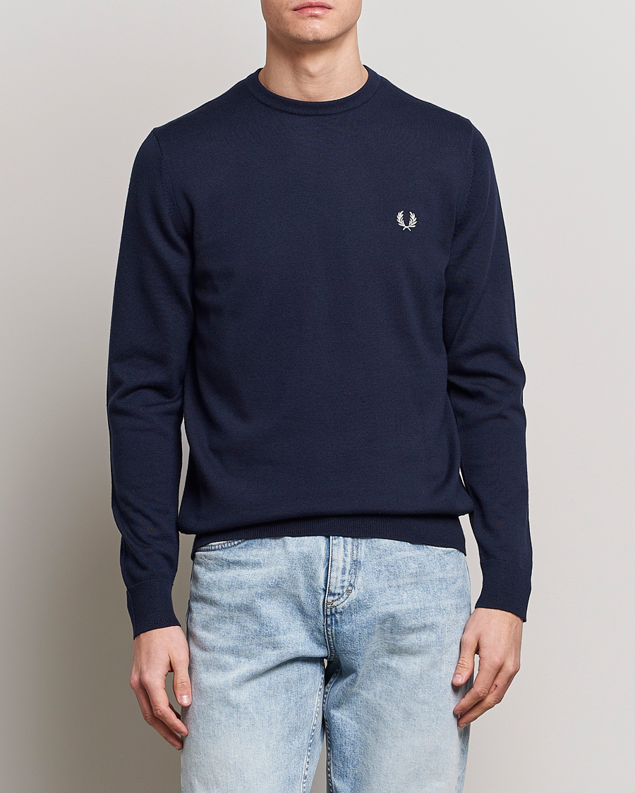 Herre |  | Fred Perry | Classic Crew Neck Jumper Navy