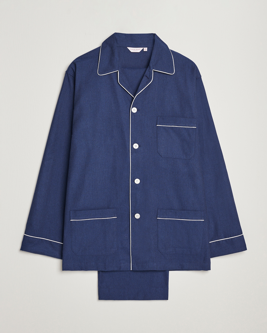 Herre | Pyjamaser og badekåper | Derek Rose | Brushed Cotton Flanell Pyjama Set Navy