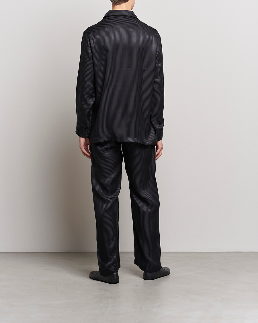 Herre | Pyjamaser og badekåper | Derek Rose | Striped Silk Pyjama Set Black