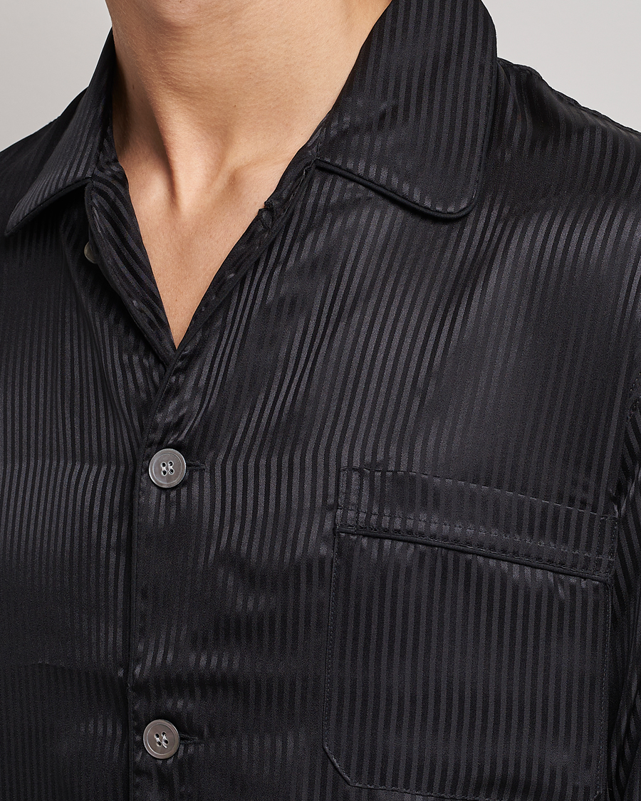Herre | Pyjamaser og badekåper | Derek Rose | Striped Silk Pyjama Set Black
