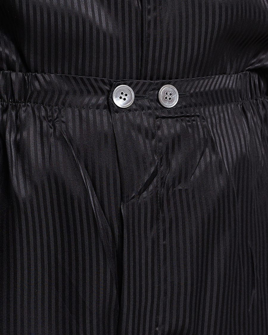Herre | Pyjamaser og badekåper | Derek Rose | Striped Silk Pyjama Set Black